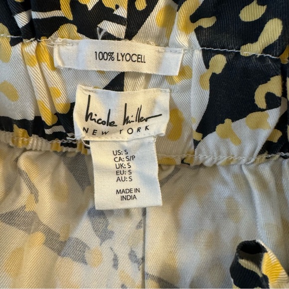 NICOLE MILLER Skirt Tie Belt Pockets Black Yellow Women’s Size Small - Picture 4 of 4